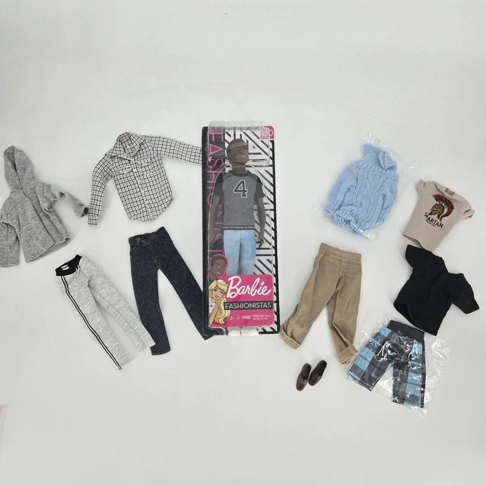 Barbie Fashionistas Ken Doll #130 GDV13 Slim Braids NRFB Clothes Lot Mattel 2019